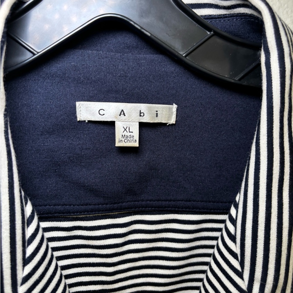 CAbi Black and White nautical Striped Jacket 3/4th length sleeve - Picture 6 of 8